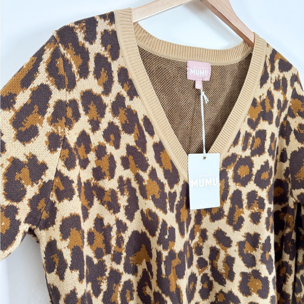 Show me your mumu Hartford sweater dress leopard size large - Picture 4 of 7